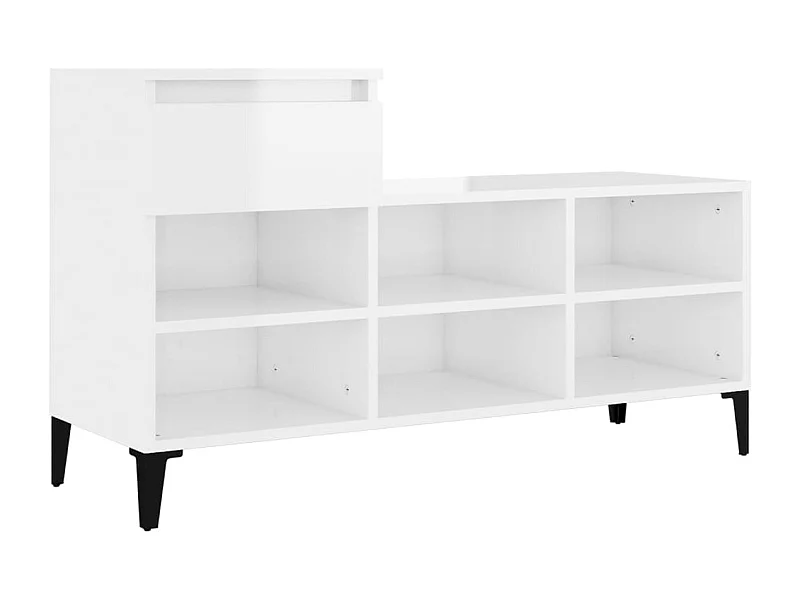 Armoire à chaussure Blanc brillant 102x36x60 Bois ingénierie