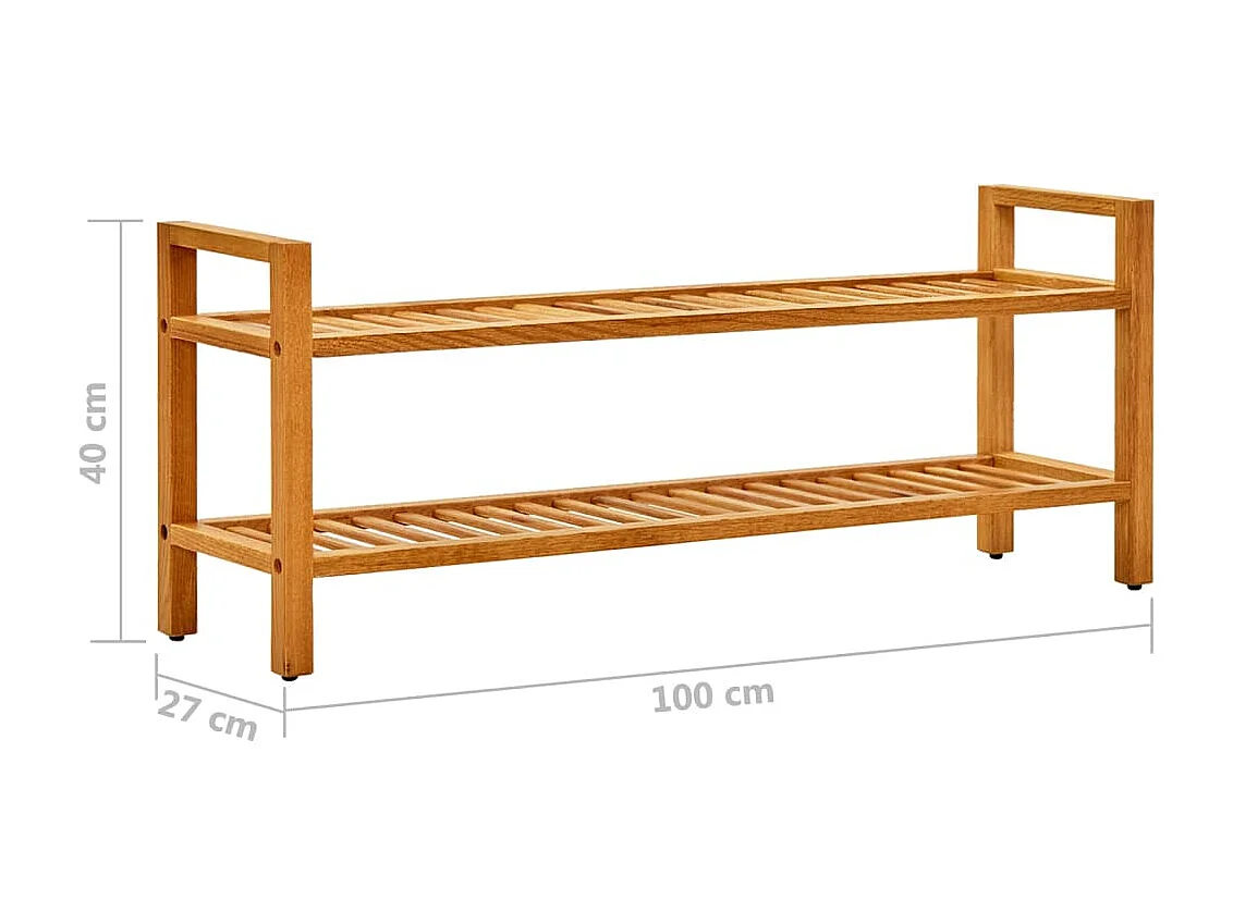 Étagère à chaussures à 2 niveaux 100x27x40 Chêne massif
