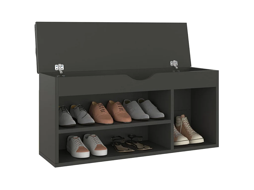 Banc à chaussures avec coussin Gris 104x30x49