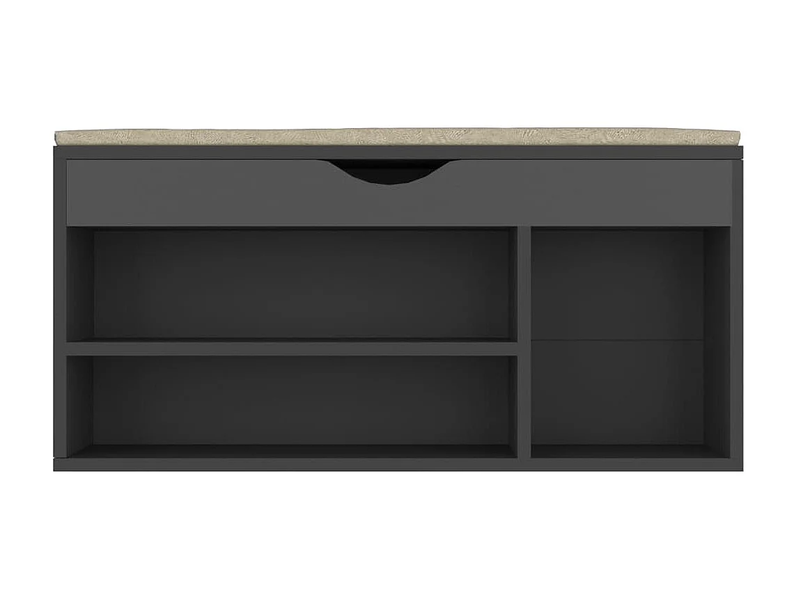 Banc à chaussures avec coussin Gris 104x30x49
