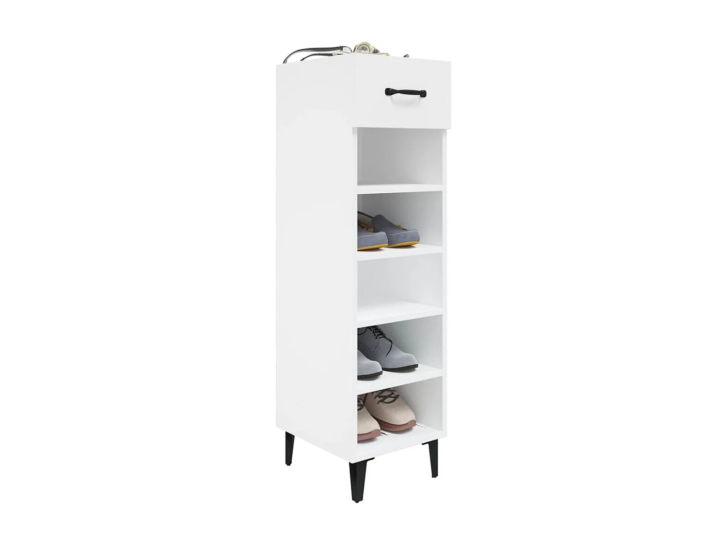 Armoire à chaussure Blanc brillant 30x35x105 Bois ingénierie