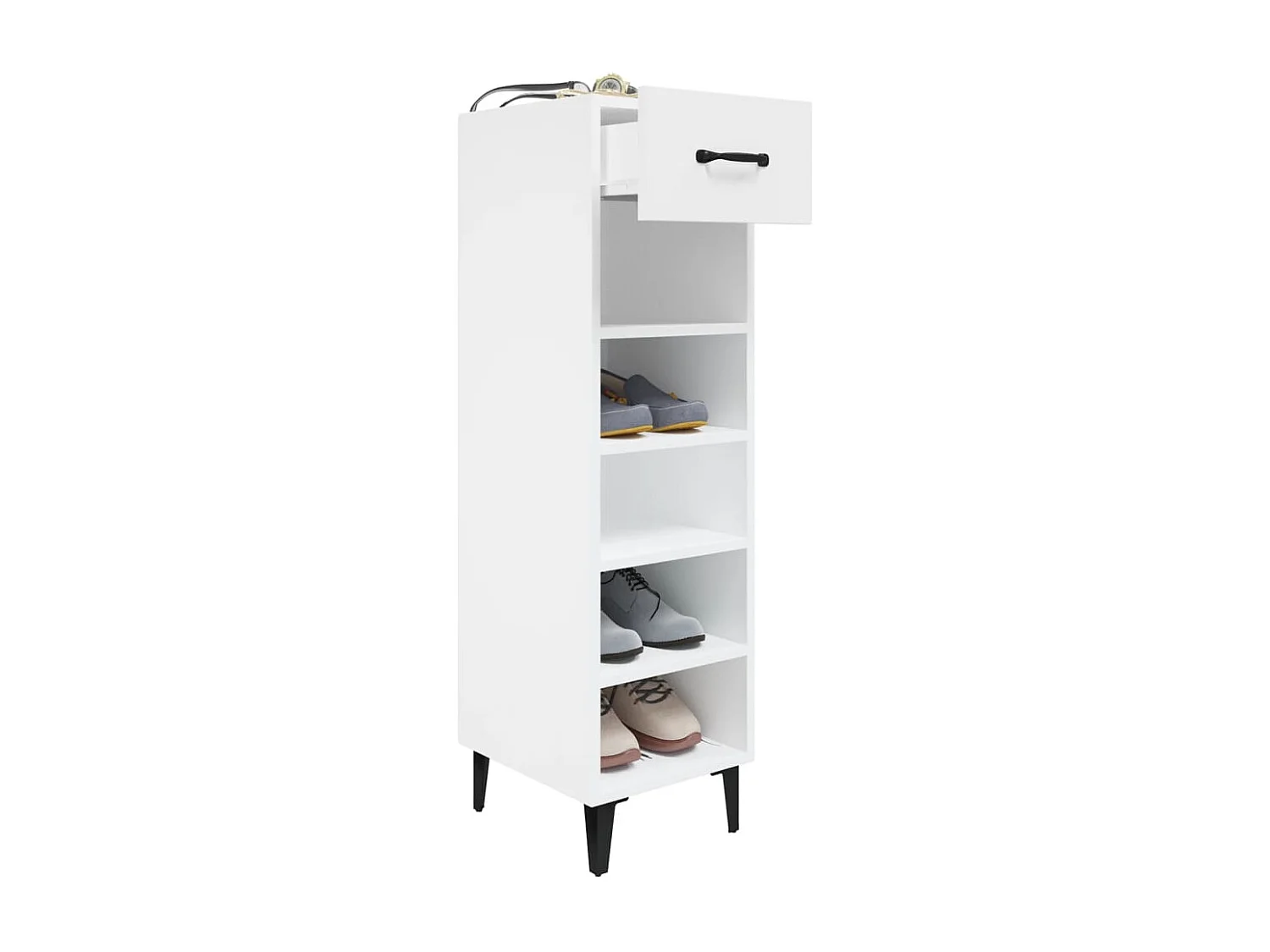 Armoire à chaussure Blanc brillant 30x35x105 Bois ingénierie
