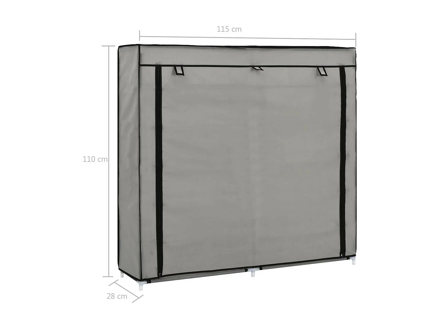 Armoire à chaussures avec housse Gris 115x28x110 Tissu