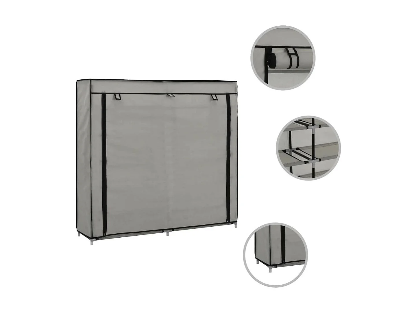 Armoire à chaussures avec housse Gris 115x28x110 Tissu