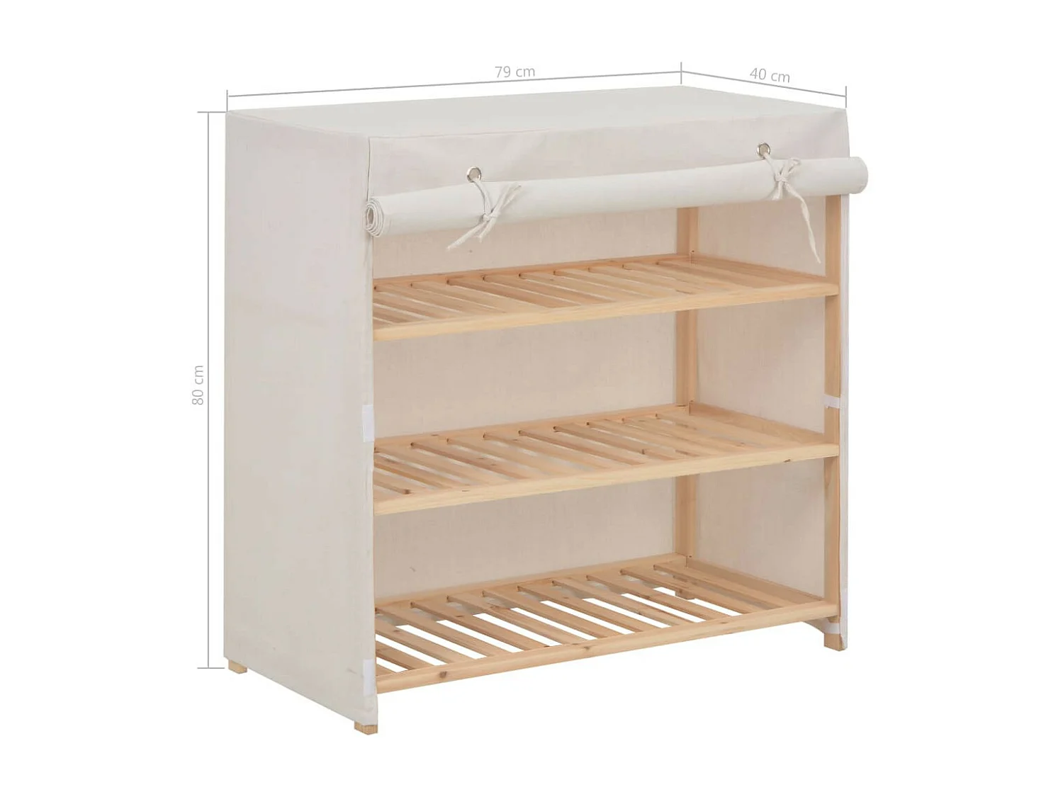 Armoire à chaussures avec housse Blanc 79x40x80 Tissu