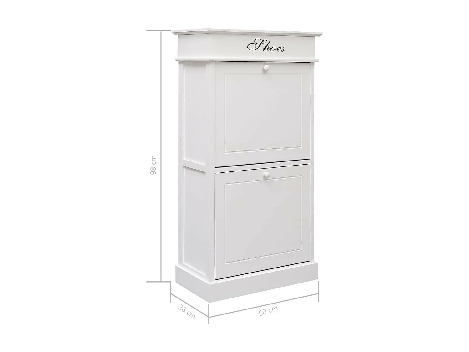 Armoire à chaussures Blanc 50 x 28x98 Bois de Paulownia