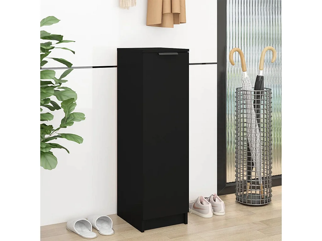 Armoire à chaussures noir 30x35x100 bois d'ingénierie