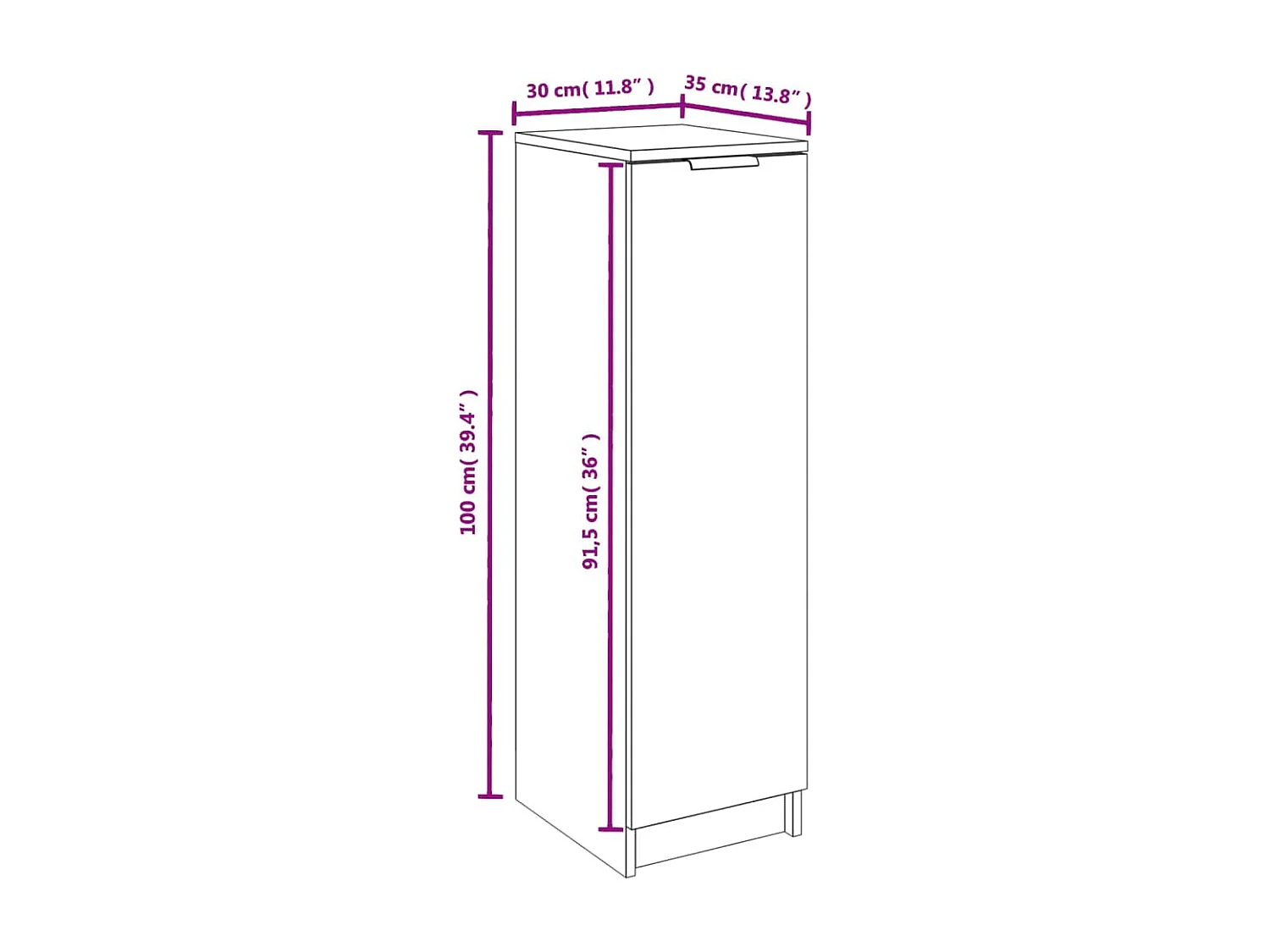 Armoire à chaussures noir 30x35x100 bois d'ingénierie