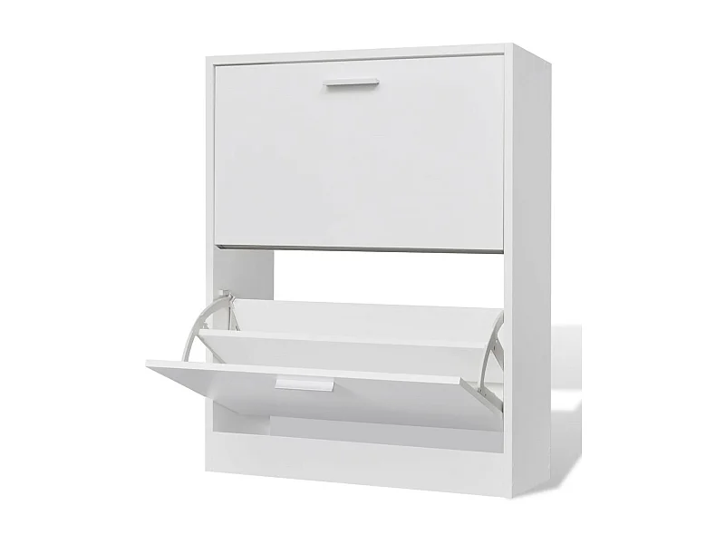 Meuble à chaussures en bois avec 2 compartiments Blanc