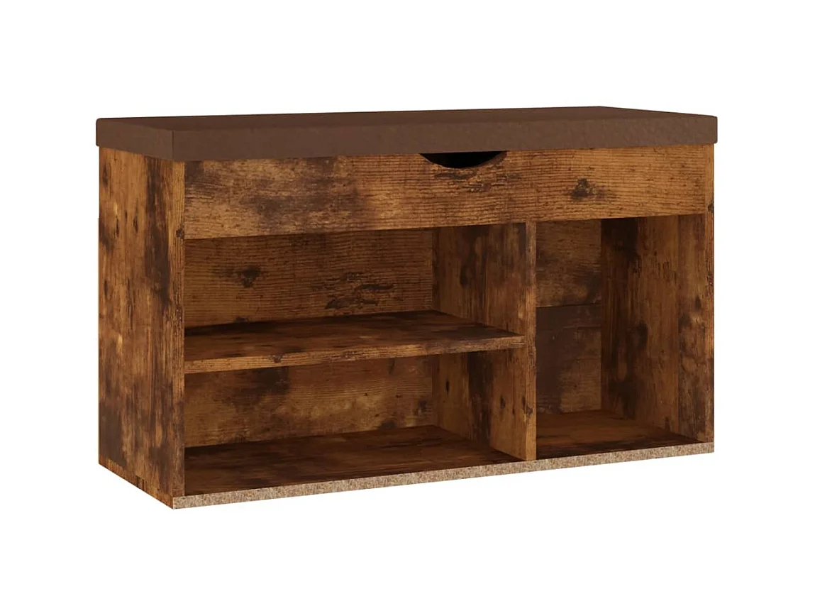 Banc à chaussures avec coussin Chêne fumé 80x30x47