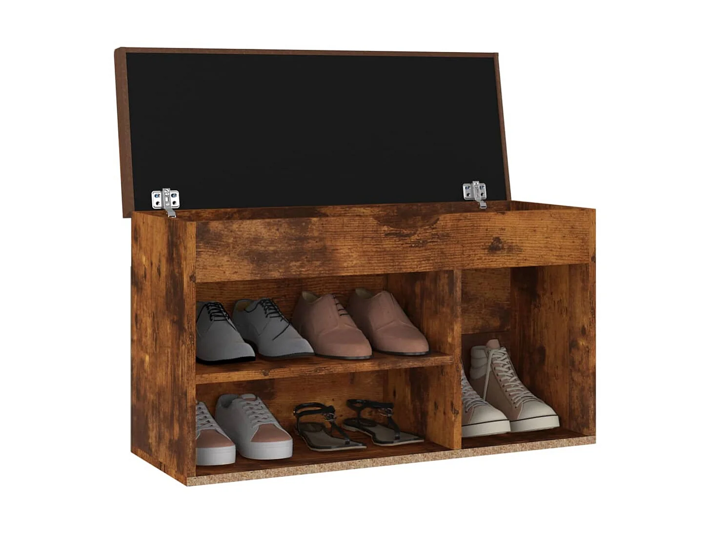 Banc à chaussures avec coussin Chêne fumé 80x30x47