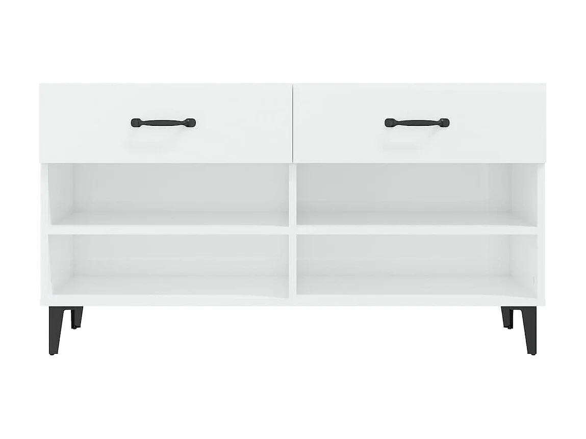 Armoire à chaussure Blanc brillant 102x35x55 Bois ingénierie 2