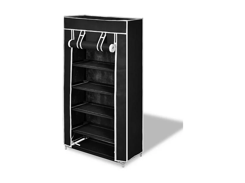 Armoire à chaussures avec housse 58 x 28x106 Tissu Noir
