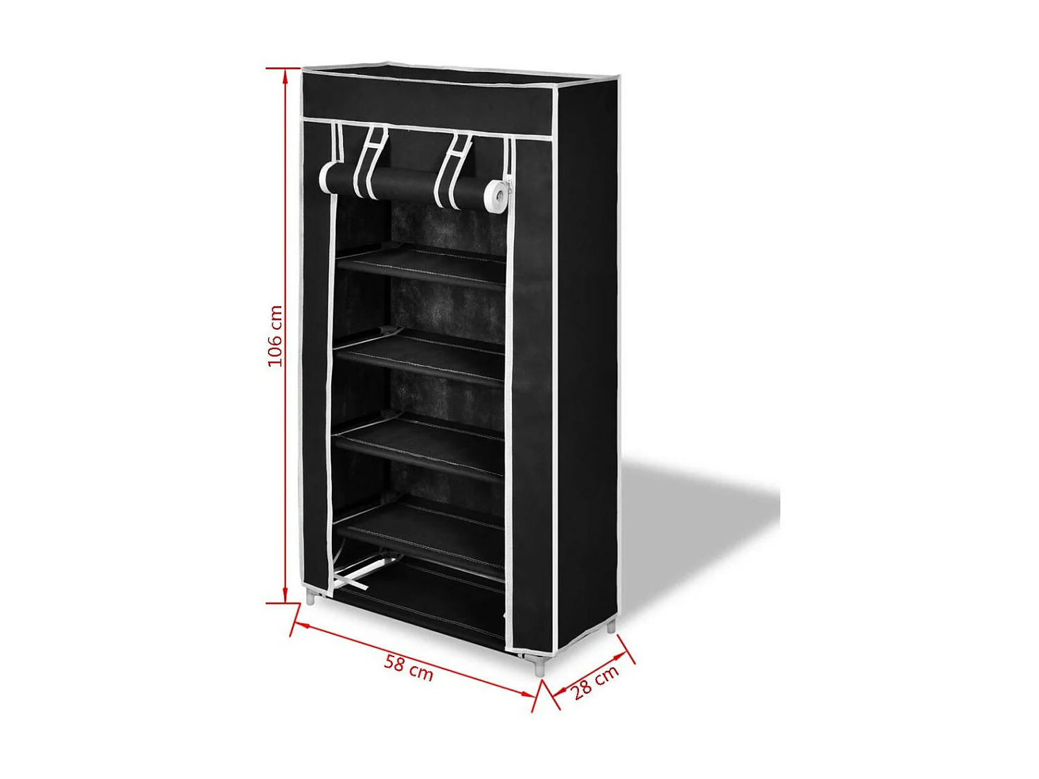 Armoire à chaussures avec housse 58 x 28x106 Tissu Noir