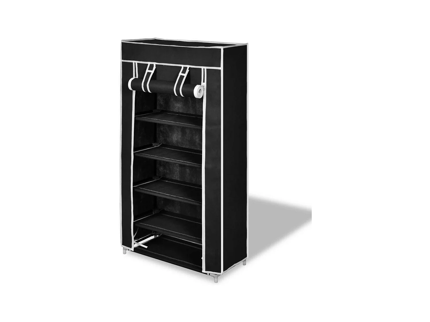 Zapatero de tela con cubierta negro 58x28x106 cm