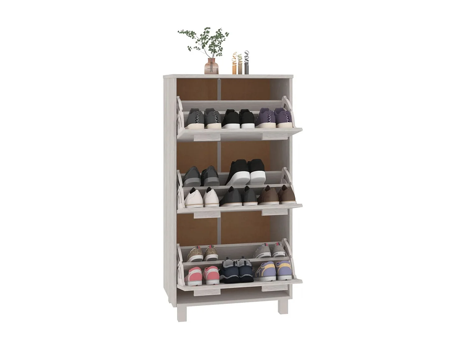 Armoire à chaussures Blanc 59,5x35x117 Bois de pin massif