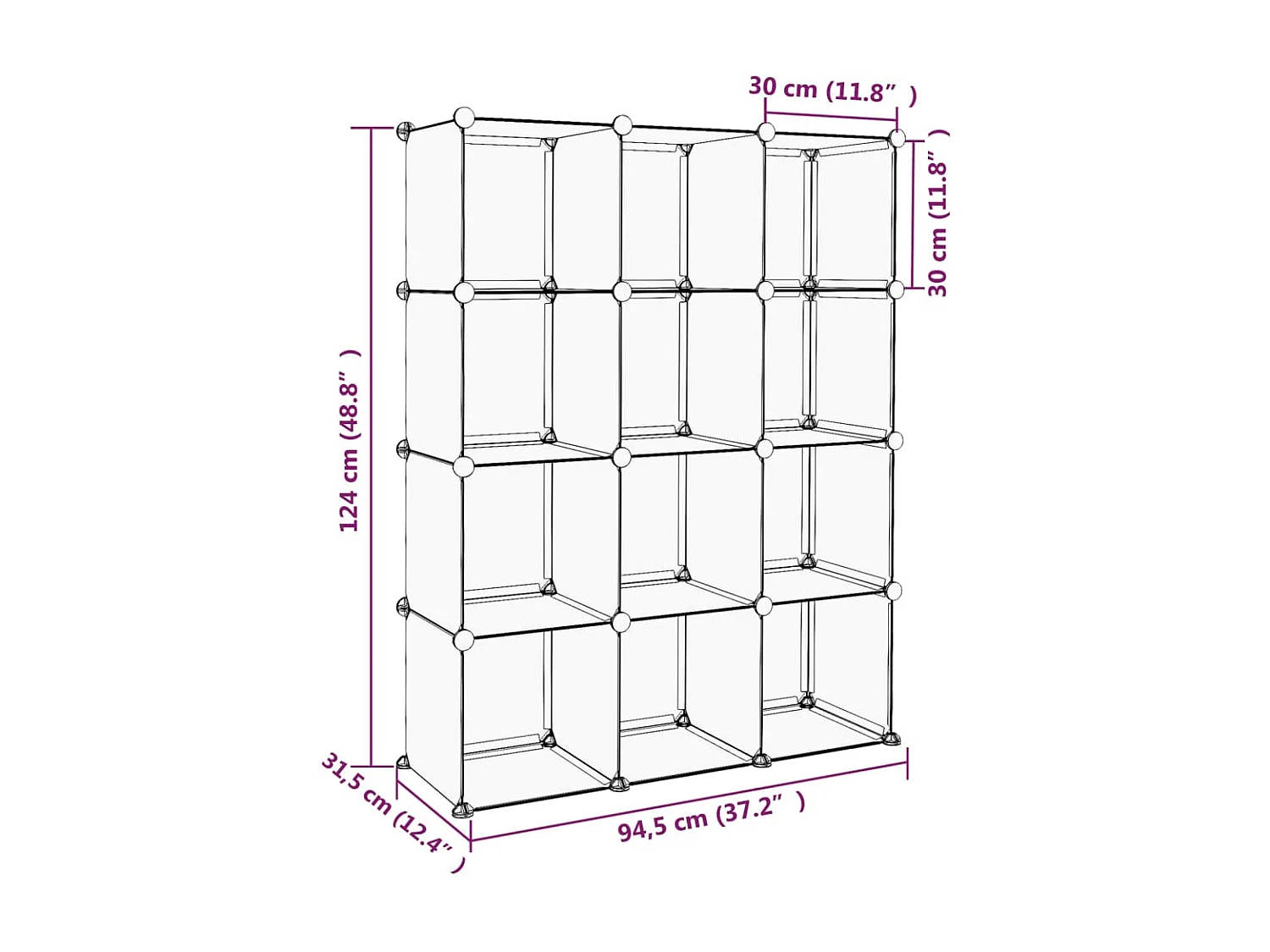 Cubes de rangement 12 pcs Transparent PP