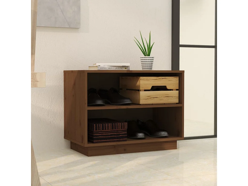 Armoire à chaussures Marron miel 60x34x45 Bois de pin massif