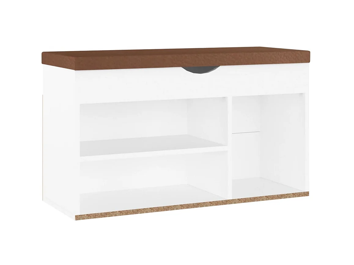 Banc à chaussures avec coussin Blanc 80x30x47