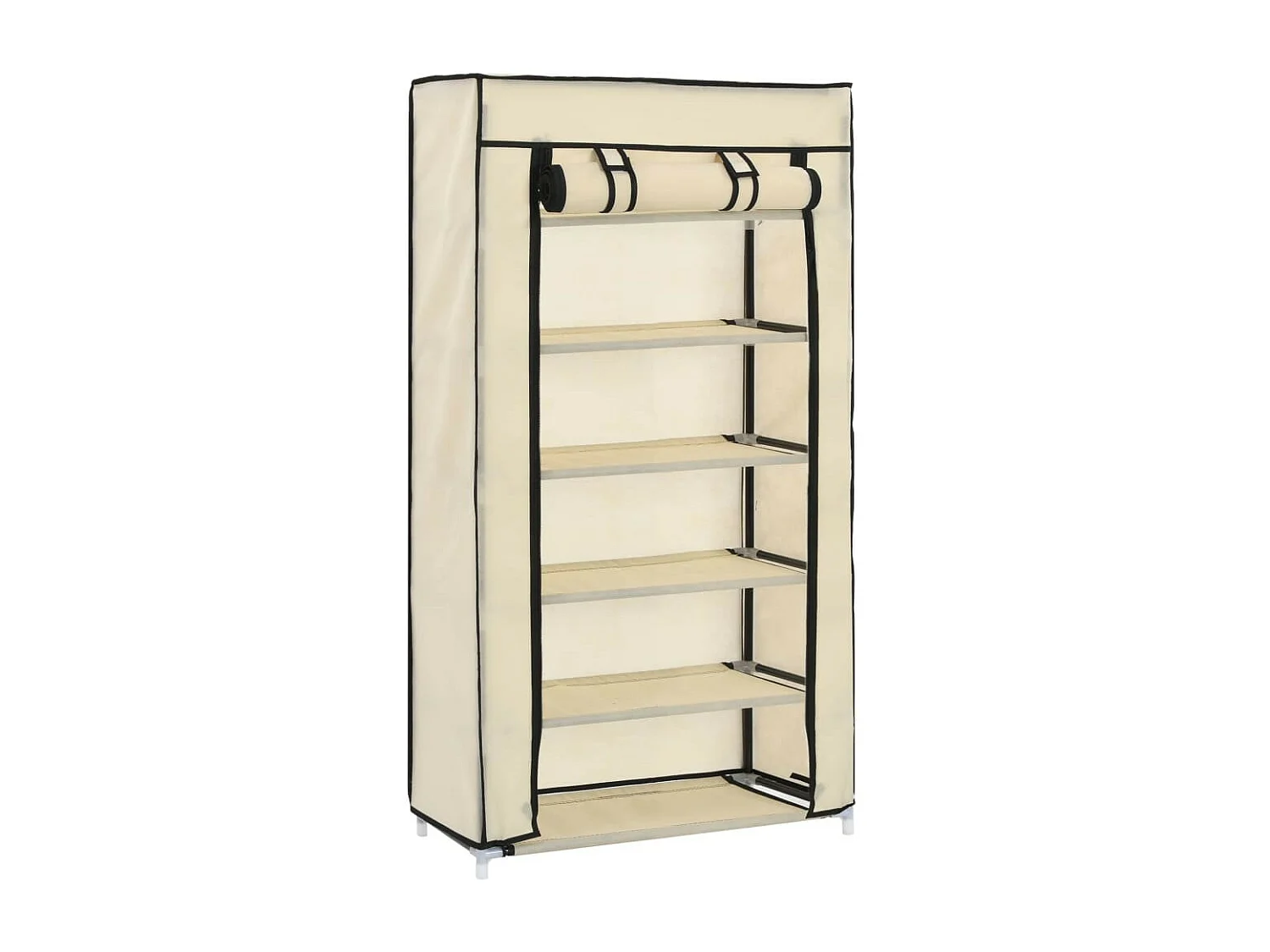 Armoire à chaussures avec housse Crème 58x28x106 Tissu