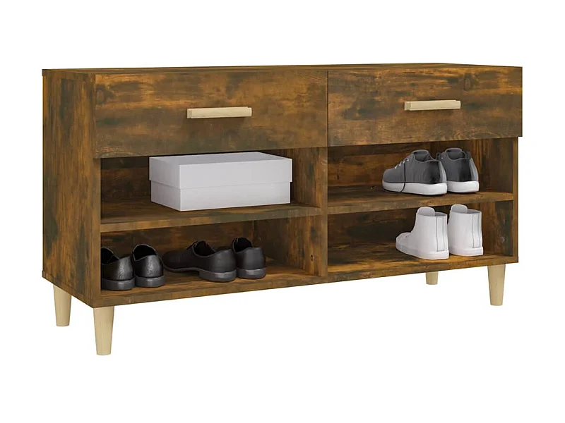 Meuble à chaussures Chêne fumé 102x35x55 Bois d'ingénierie