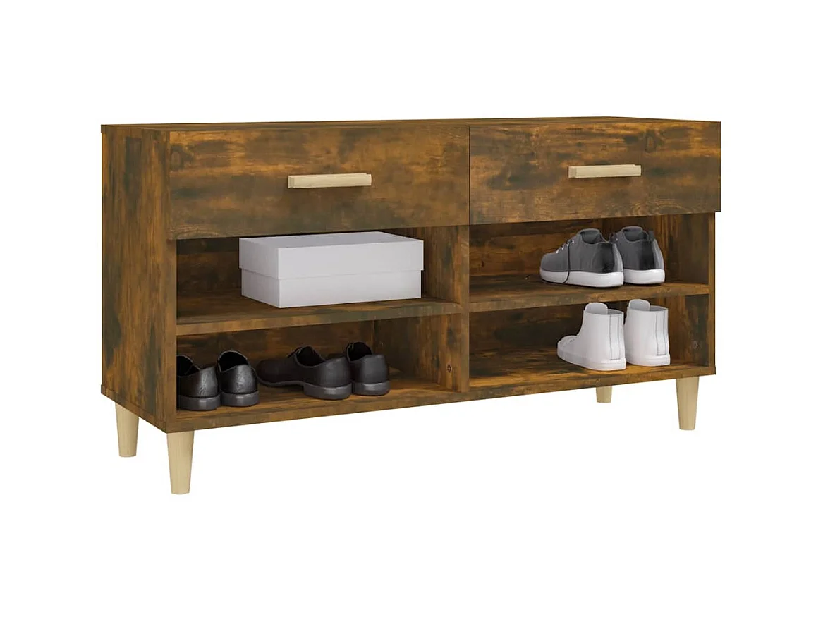 Meuble à chaussures Chêne fumé 102x35x55 Bois d'ingénierie