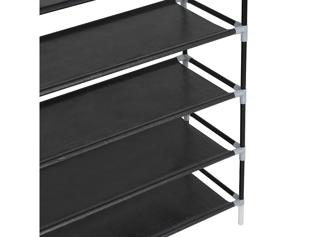 Range-chaussures avec 10 étagères Métal et Tissu non tissé Noir
