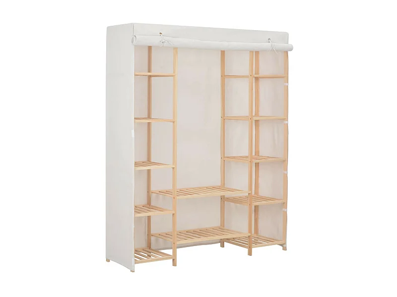 Garde-robe Blanc 135 x 40x170 Tissu