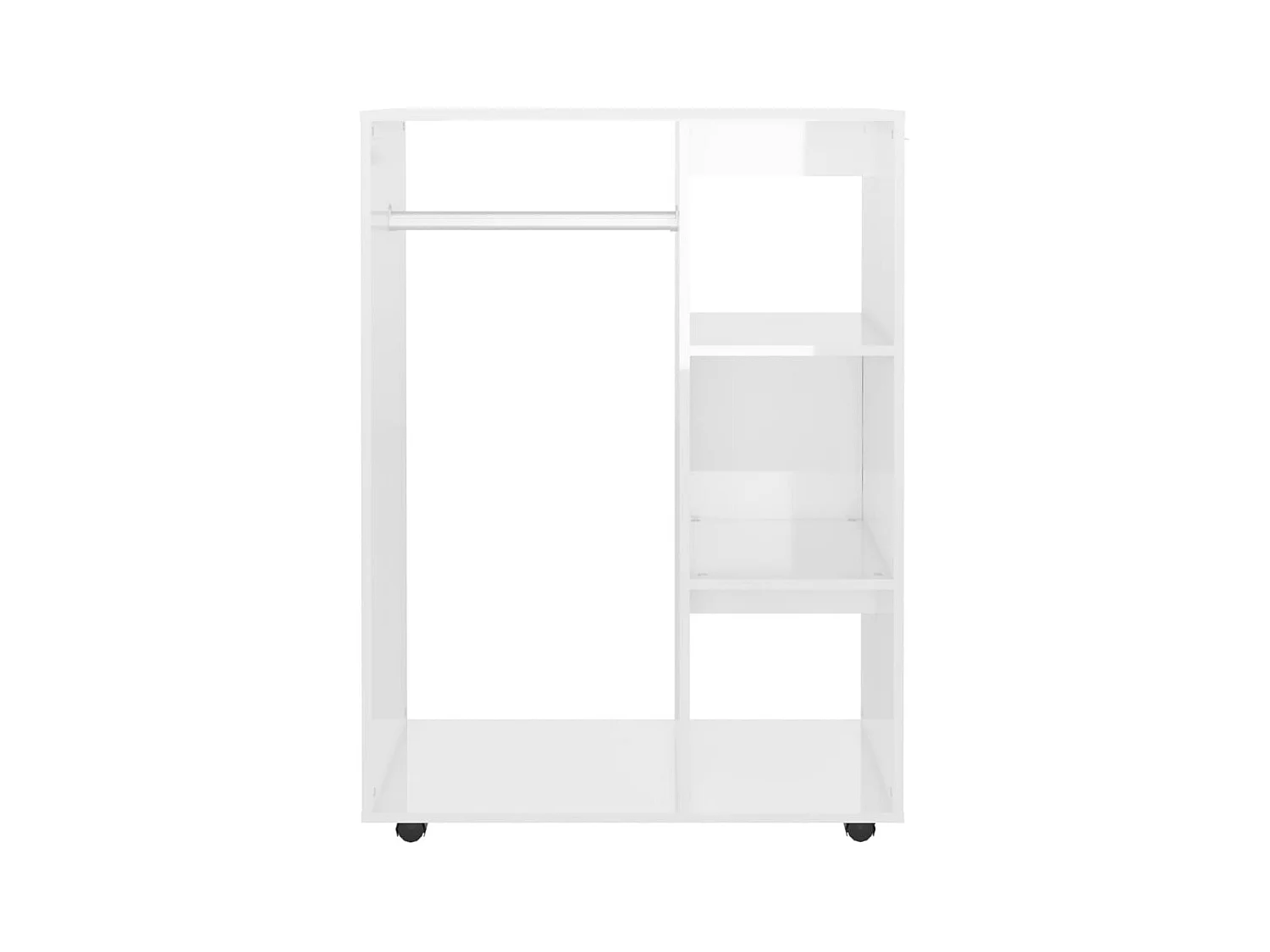 Petite armoire dressing sur roulette 1 penderie 3 étagères 80cm - Collection Event-Blanc brillant