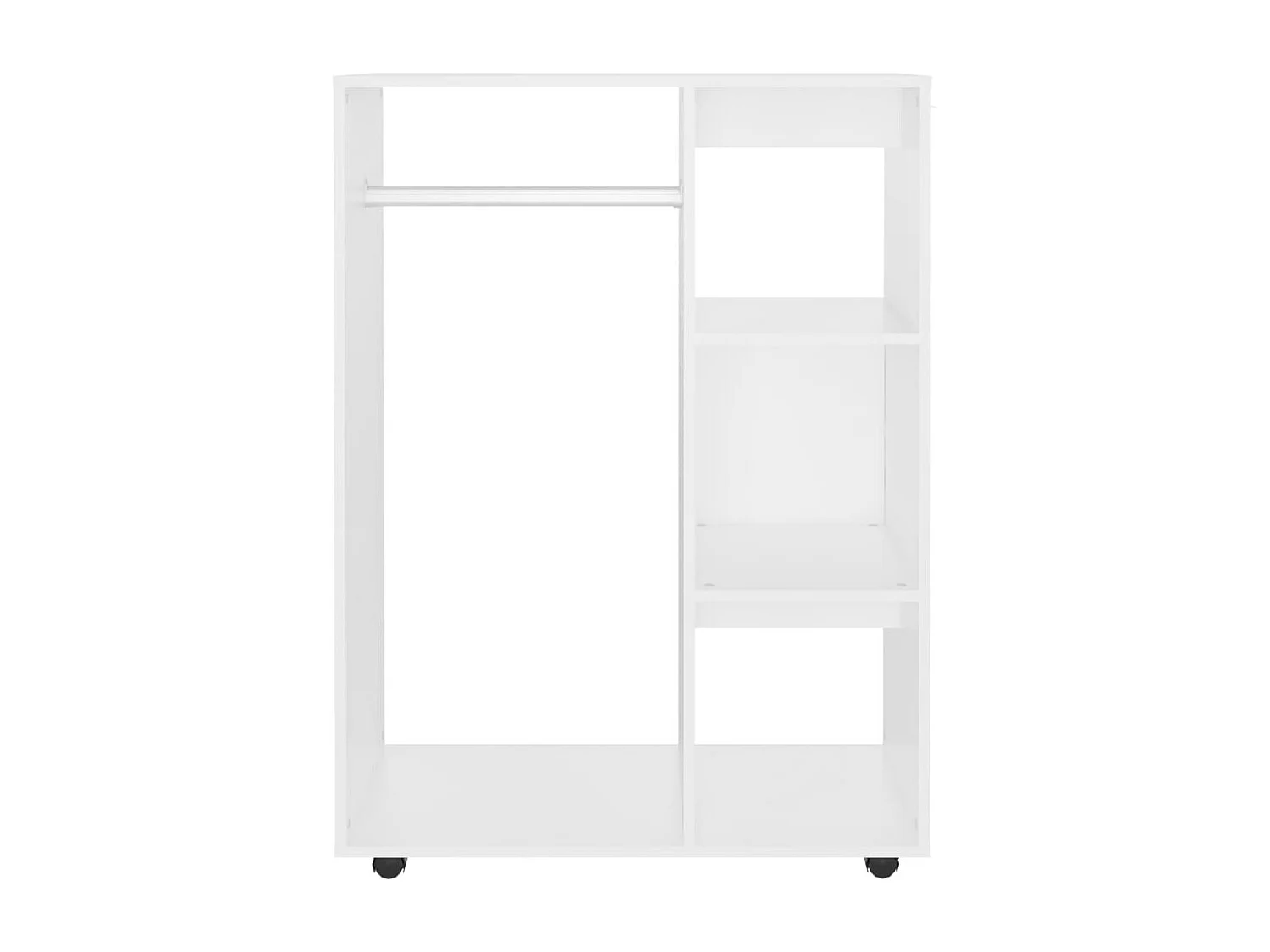 Petite armoire dressing sur roulette 1 penderie 3 étagères 80cm - Collection Event-Blanc