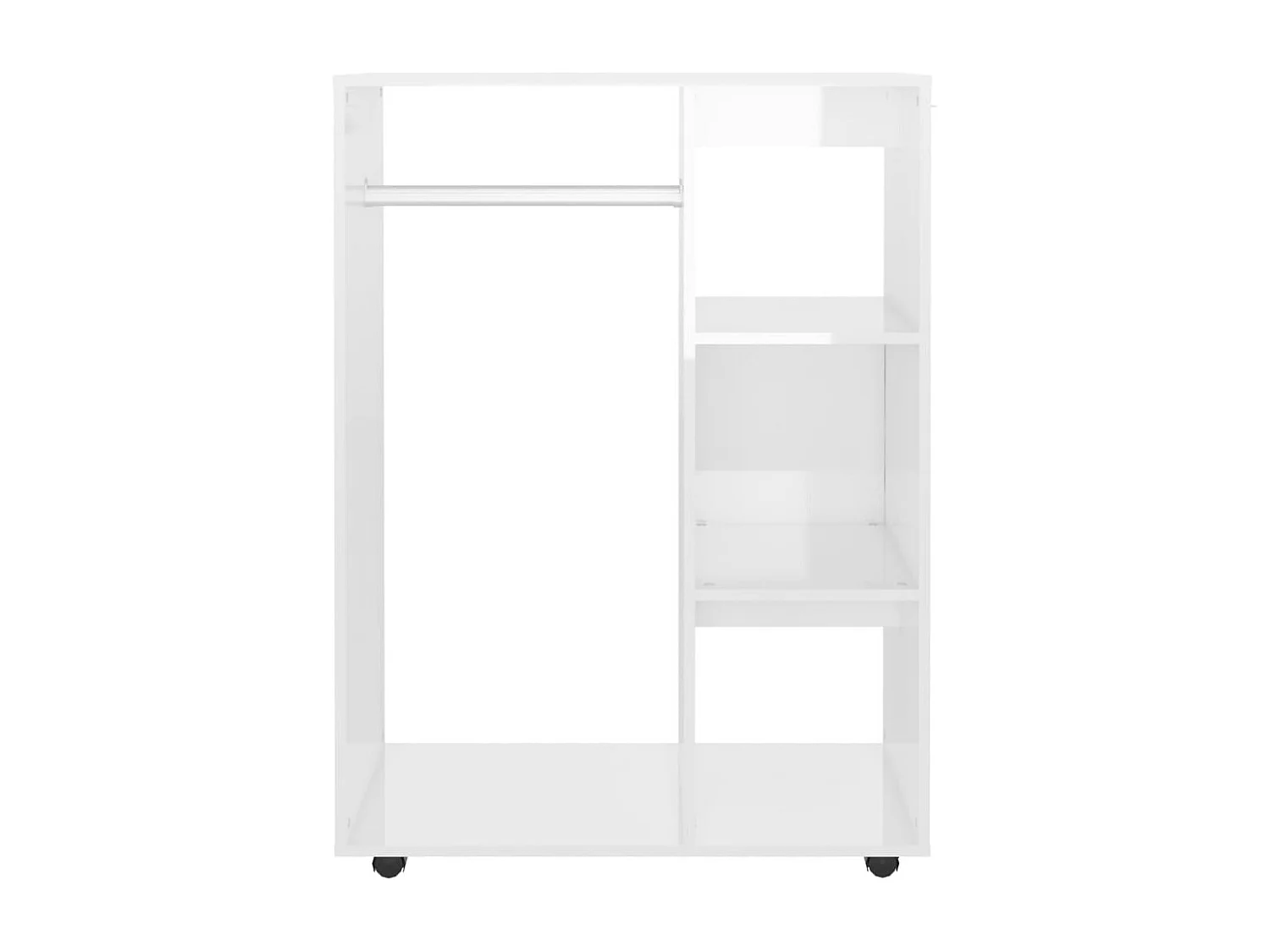 Petite armoire dressing sur roulette 1 penderie 3 étagères 80cm - Collection Event-Blanc