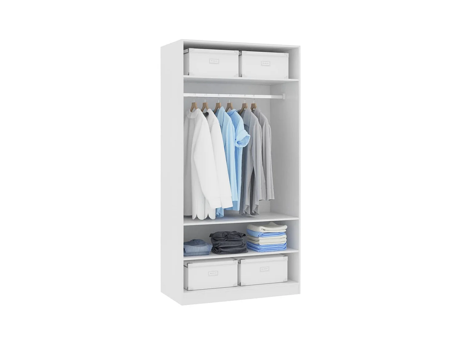 Armoire dressing 1 penderie 3 étagères 100cm - Collection Klozer-Blanc