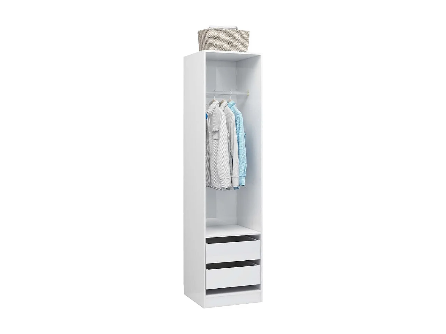 Armoire dressing 1 penderie 2 tiroirs 50cm - Collection Kodok-Blanc brillant