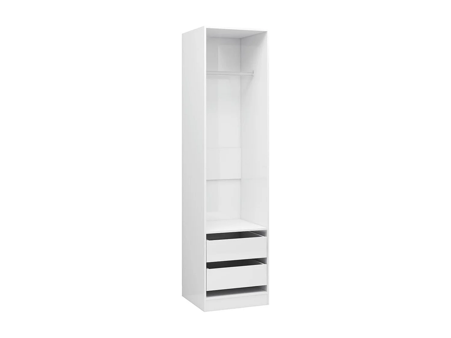 Armoire dressing 1 penderie 2 tiroirs 50cm - Collection Kodok-Blanc brillant
