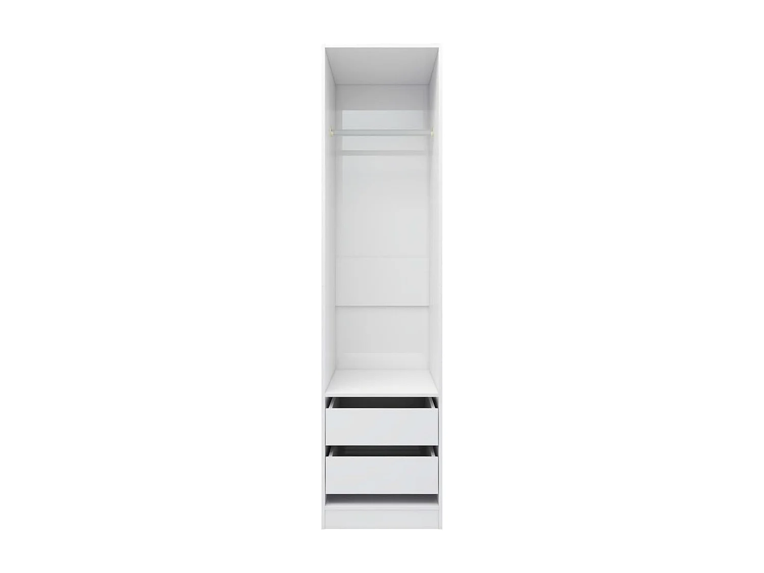 Armoire dressing 1 penderie 2 tiroirs 50cm - Collection Kodok-Blanc brillant