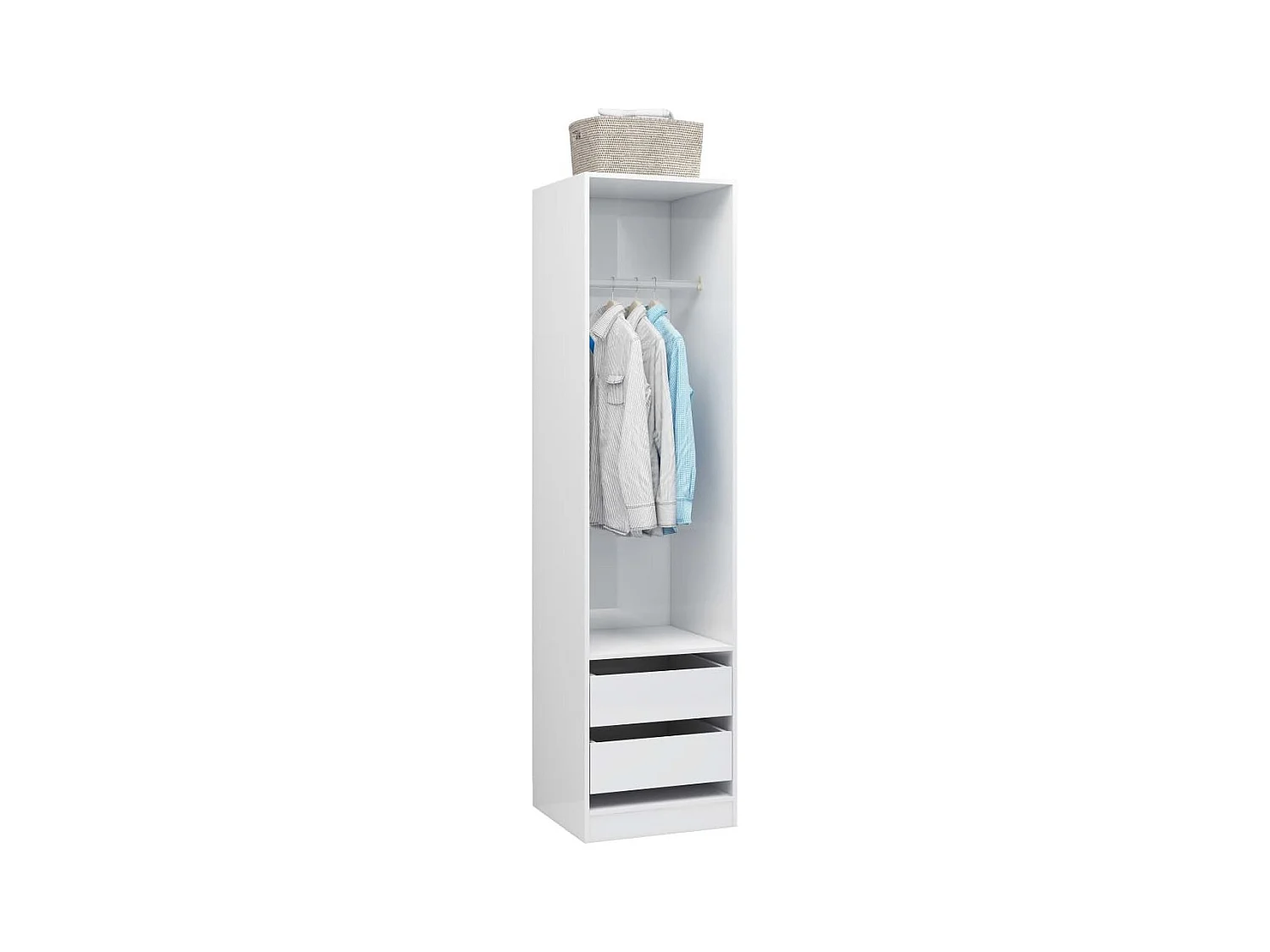 Armoire dressing 1 penderie 2 tiroirs 50cm - Collection Kodok-Blanc brillant