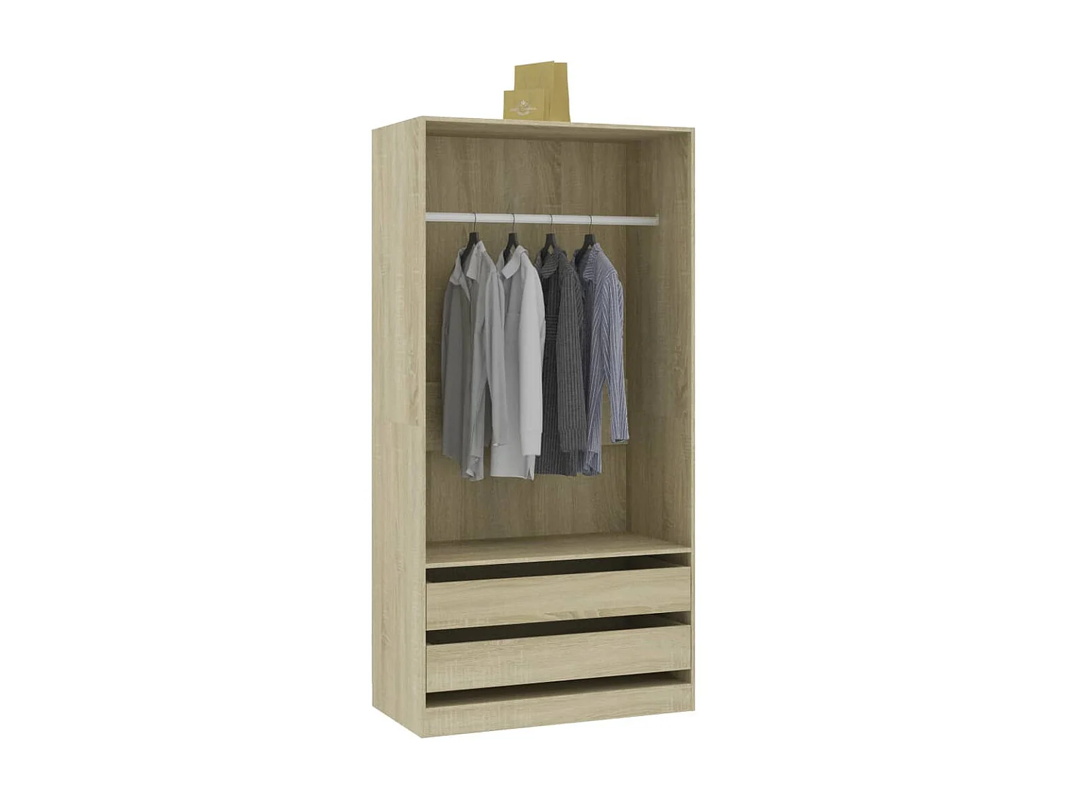 Armoire dressing 1 penderie 2 tiroirs 100cm - Collection Kodok-Chêne clair
