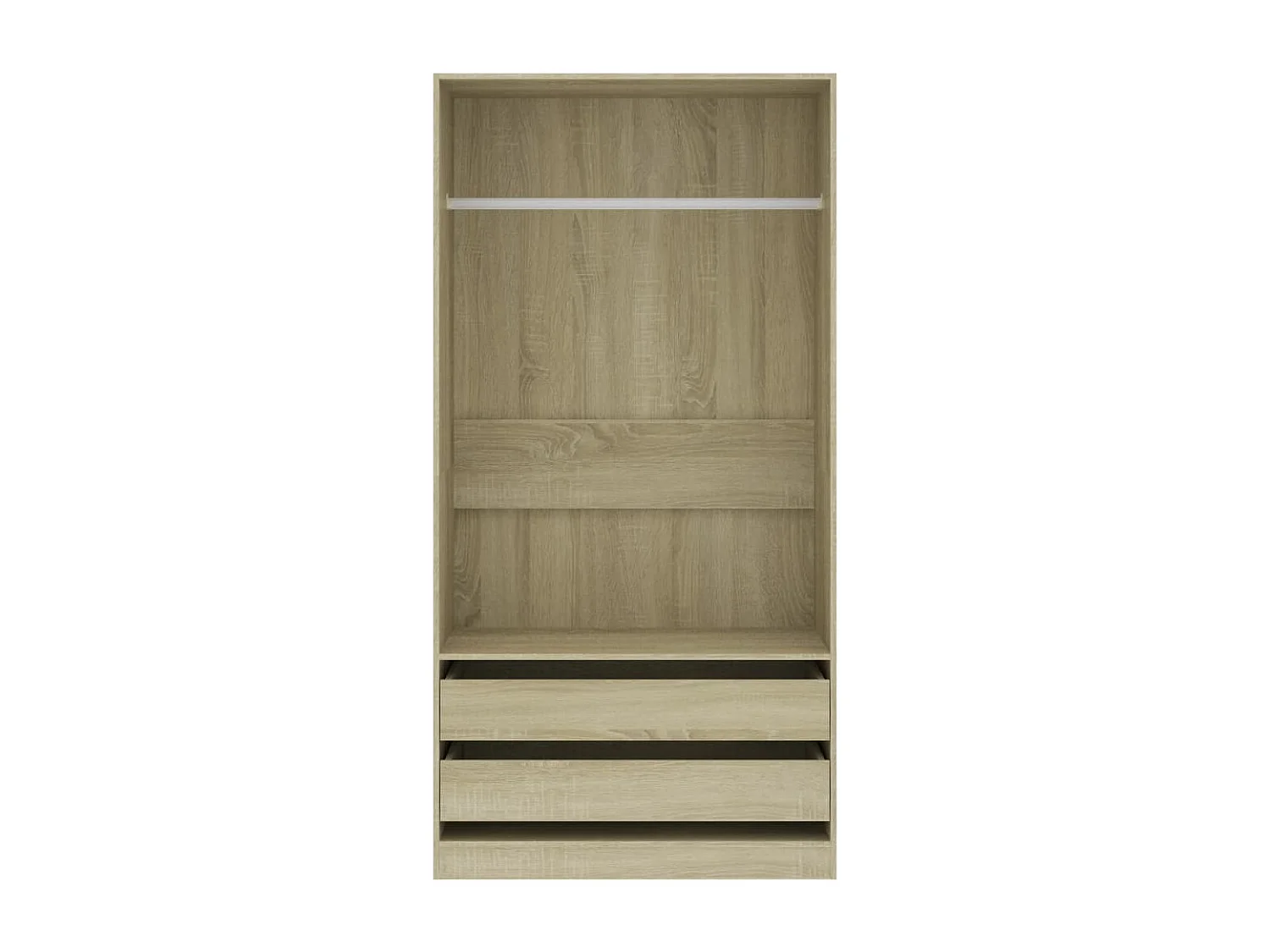 Armoire dressing 1 penderie 2 tiroirs 100cm - Collection Kodok-Chêne clair