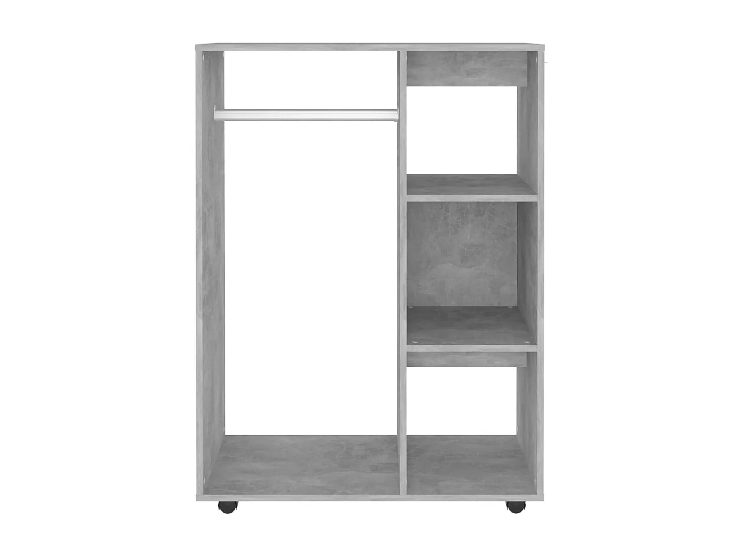 Petite armoire dressing sur roulette 1 penderie 3 étagères 80cm - Collection Event-Gris béton