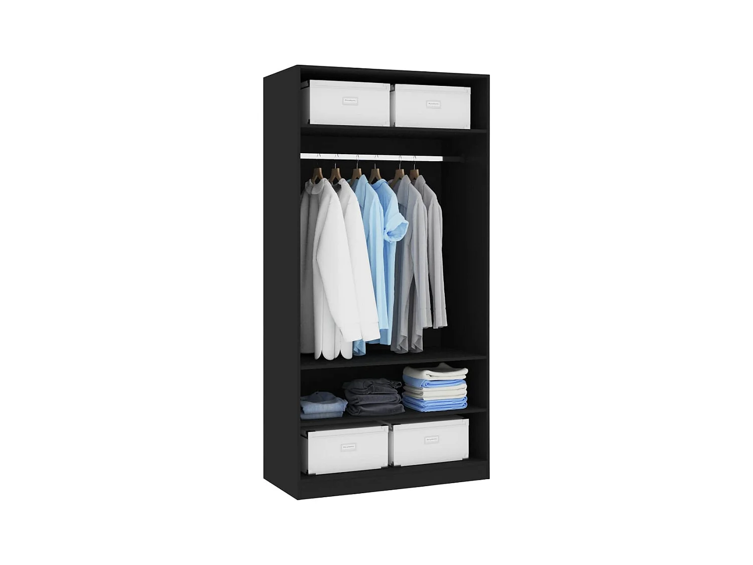 Armoire dressing 1 penderie 3 étagères 100cm - Collection Klozer-Noir