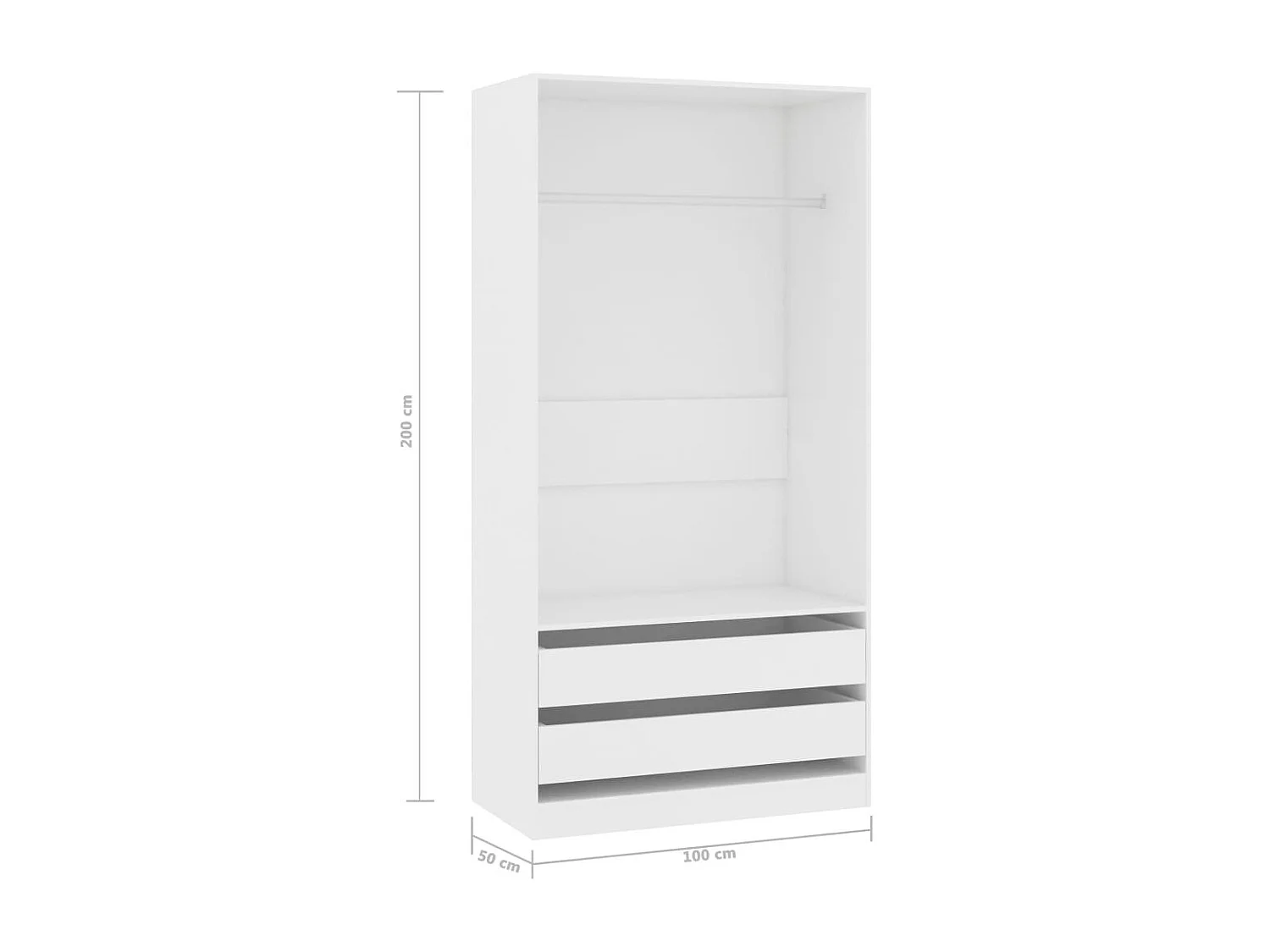 Armoire dressing 1 penderie 2 tiroirs 100cm - Collection Kodok-Blanc