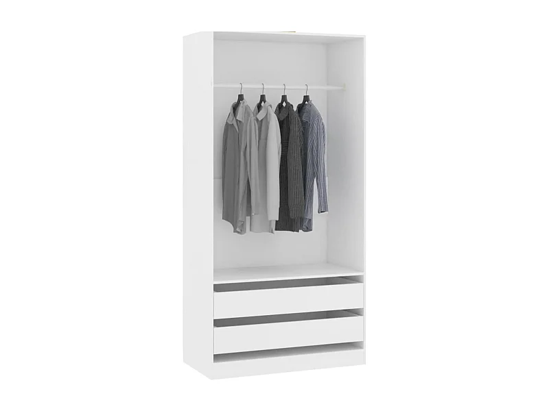 Armoire dressing 1 penderie 2 tiroirs 100cm - Collection Kodok-Blanc