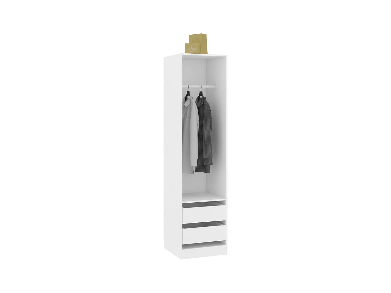 Armoire dressing 1 penderie 2 tiroirs 50cm - Collection Kodok-Blanc