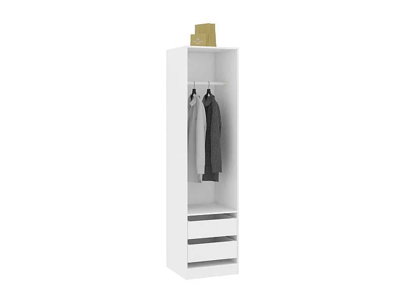 Armoire dressing 1 penderie 2 tiroirs 50cm - Collection Kodok-Blanc