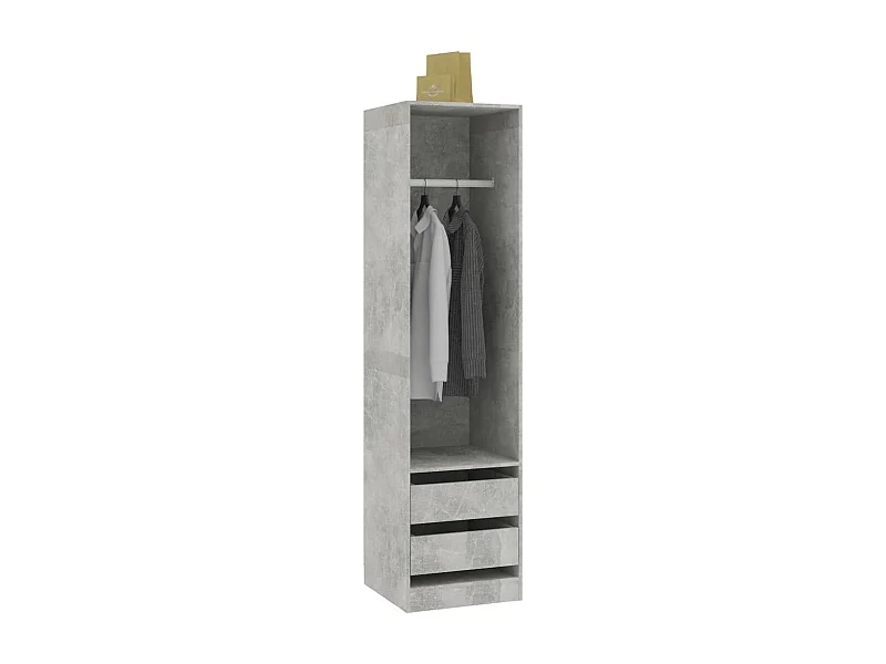 Armoire dressing 1 penderie 2 tiroirs 50cm - Collection Kodok-Gris béton