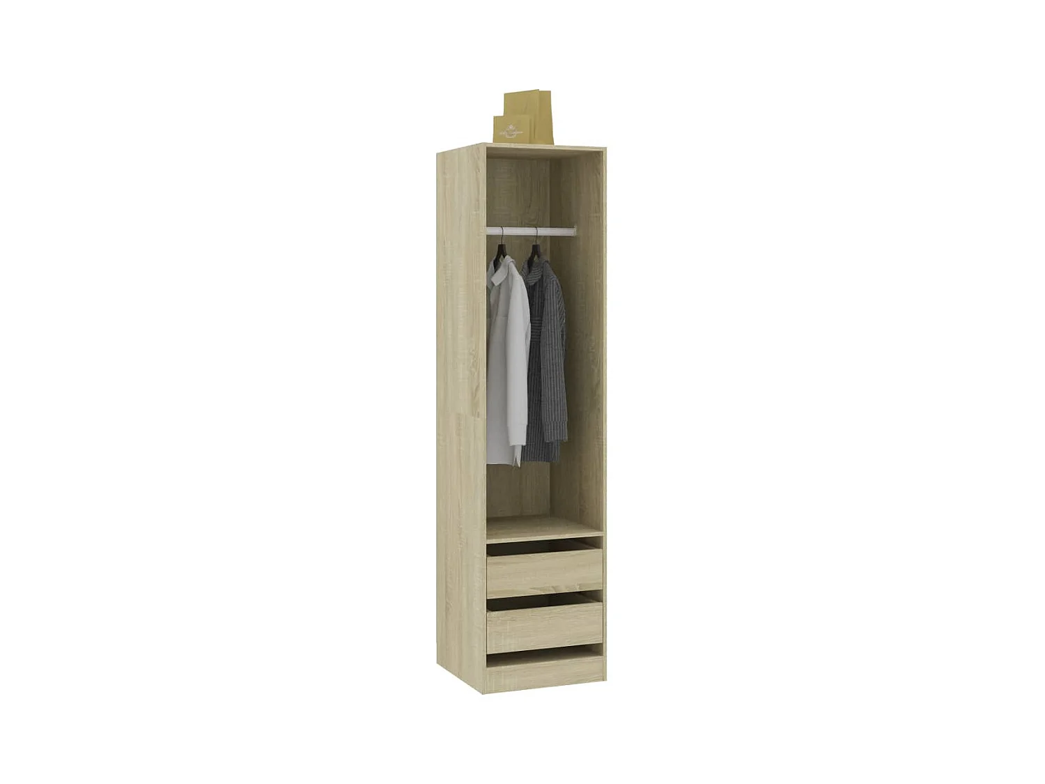 Armoire dressing 1 penderie 2 tiroirs 50cm - Collection Kodok-Chêne clair