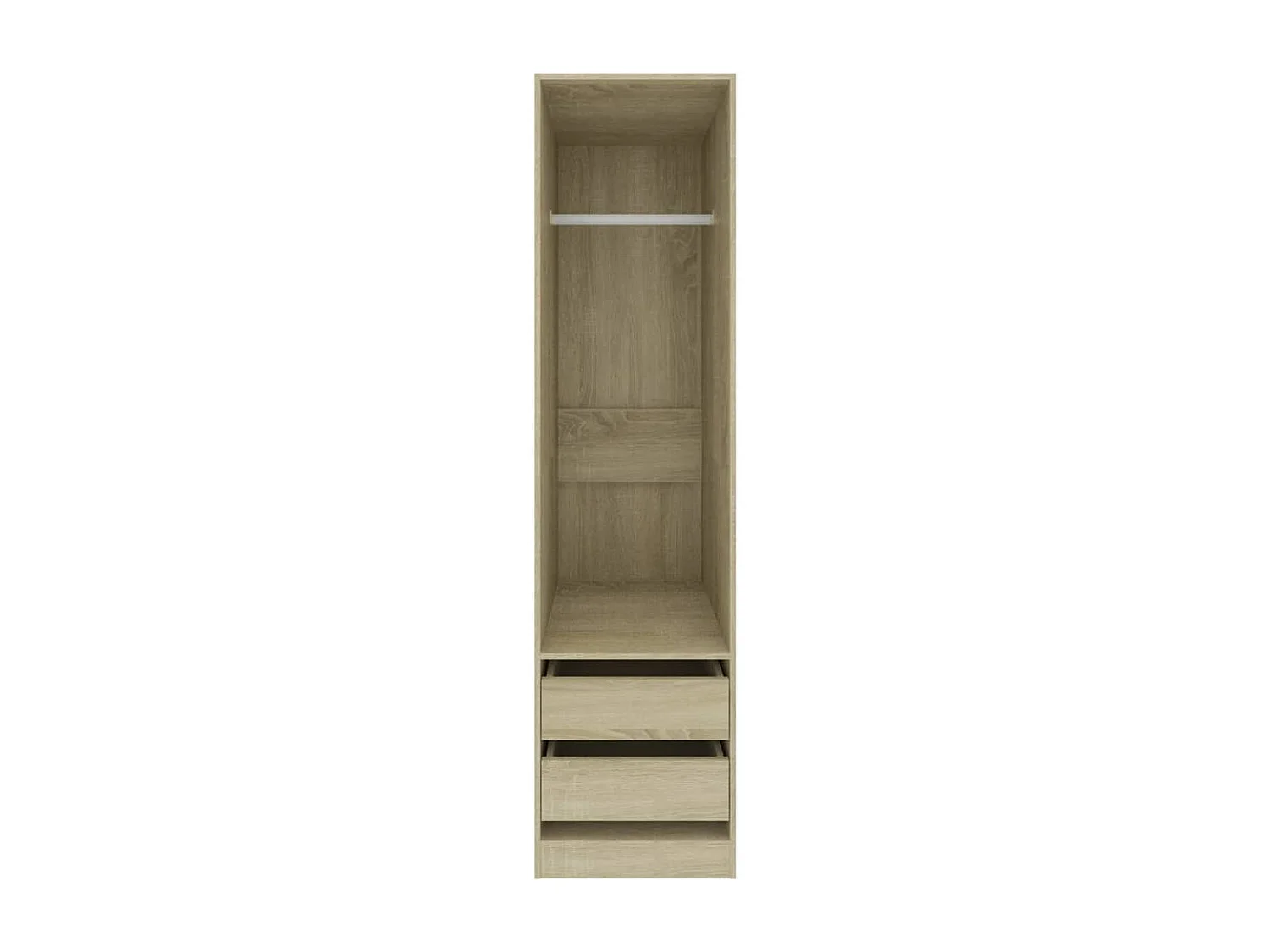 Armoire dressing 1 penderie 2 tiroirs 50cm - Collection Kodok-Chêne clair