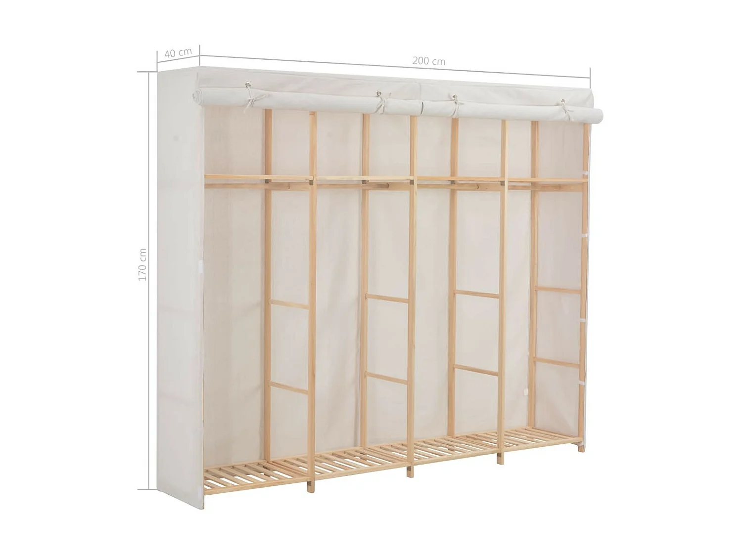 Garde-robe Blanc 200 x 40x170 Tissu