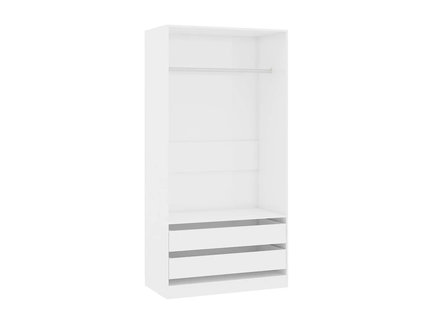 Armoire dressing 1 penderie 2 tiroirs 100cm - Collection Kodok-Blanc brillant