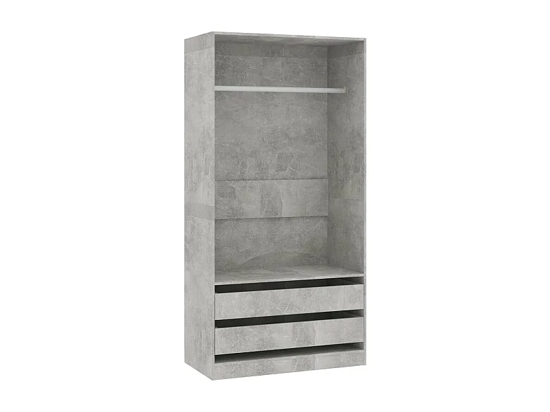Armoire dressing 1 penderie 2 tiroirs 100cm - Collection Kodok-Gris béton